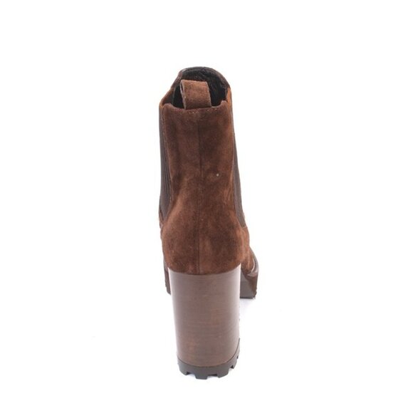 Luca Grossi 164 Brown Suede Leather Pull-Up Ankle Heel Boots - Picture 5 of 8